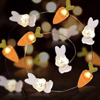 LED lyskæde med kaniner og gulerødder - 2 M 20 lys